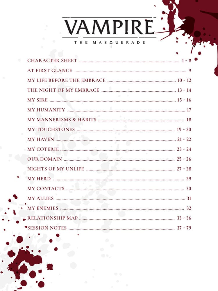 Vampire: The Masquerade 5th Edition RPG Journal Expanded Character Sheet Journal *Englische Version* - Image 3