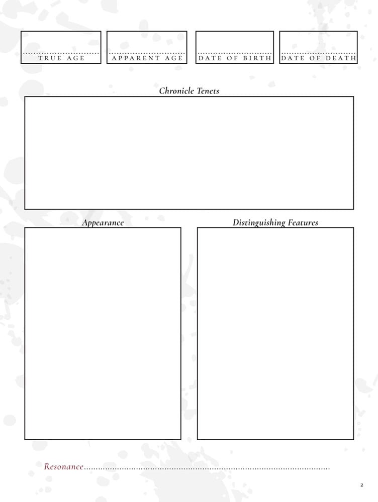 Vampire: The Masquerade 5th Edition RPG Journal Expanded Character Sheet Journal *Englische Version* - Image 5