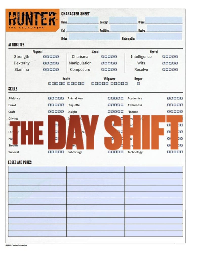 Hunter: The Reckoning 5th Edition RPG Journal Expanded Character Sheet Journal *Englische Version* - Image 5