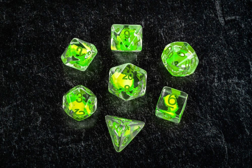 Dragon Storm Inclusion Dice Set Green Dragon (7) - Image 5