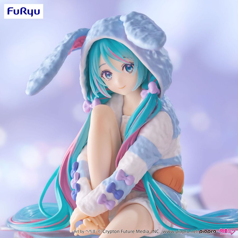 Hatsune Miku Noodle Stopper PVC Statue Hatsune Miku Rabbit Ear Hood Pajama Blue Color Ver. 14 cm - Image 2