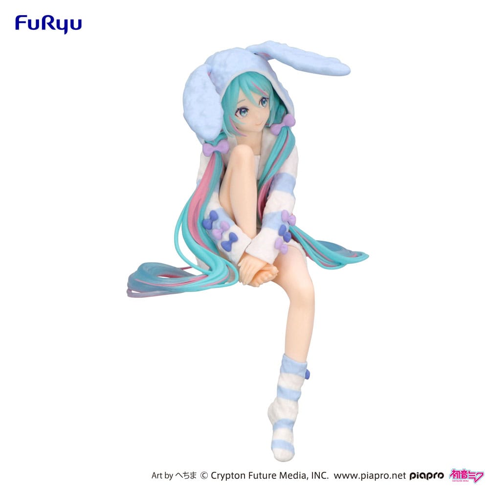 Hatsune Miku Noodle Stopper PVC Statue Hatsune Miku Rabbit Ear Hood Pajama Blue Color Ver. 14 cm - Image 3