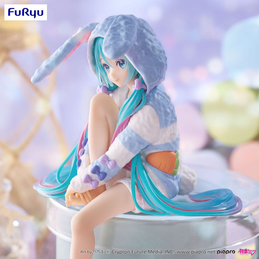 Hatsune Miku Noodle Stopper PVC Statue Hatsune Miku Rabbit Ear Hood Pajama Blue Color Ver. 14 cm - Image 5