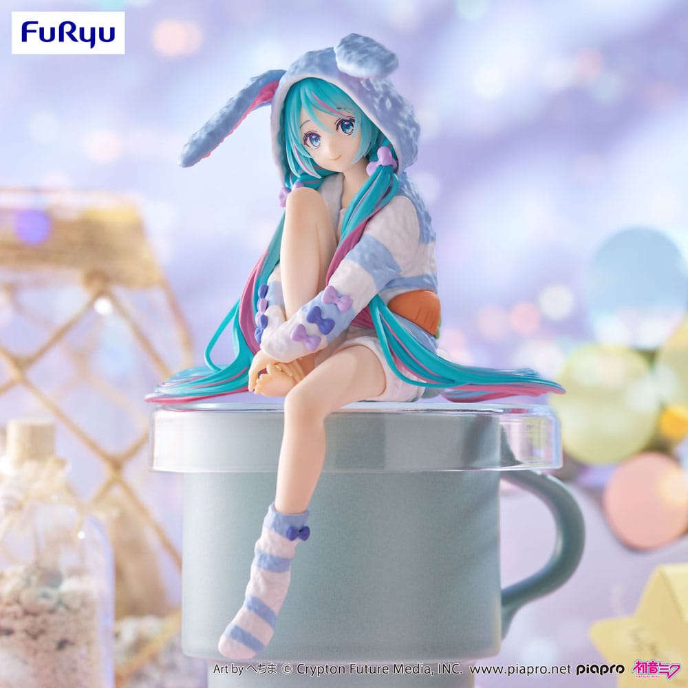 Hatsune Miku Noodle Stopper PVC Statue Hatsune Miku Rabbit Ear Hood Pajama Blue Color Ver. 14 cm - Image 6
