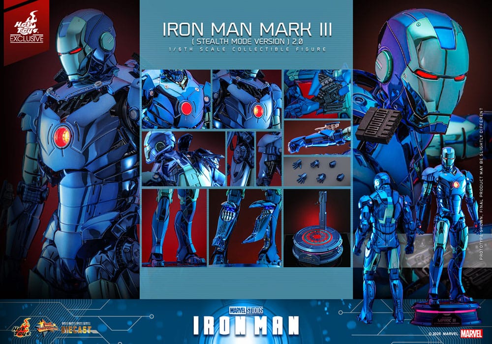 Iron Man Movie Masterpiece Diecast Action Figure 1/6 Iron Man Mark III (Stealth Mode Ver.) 2.0 Hot Toys Exclusive 33 cm - Image 19