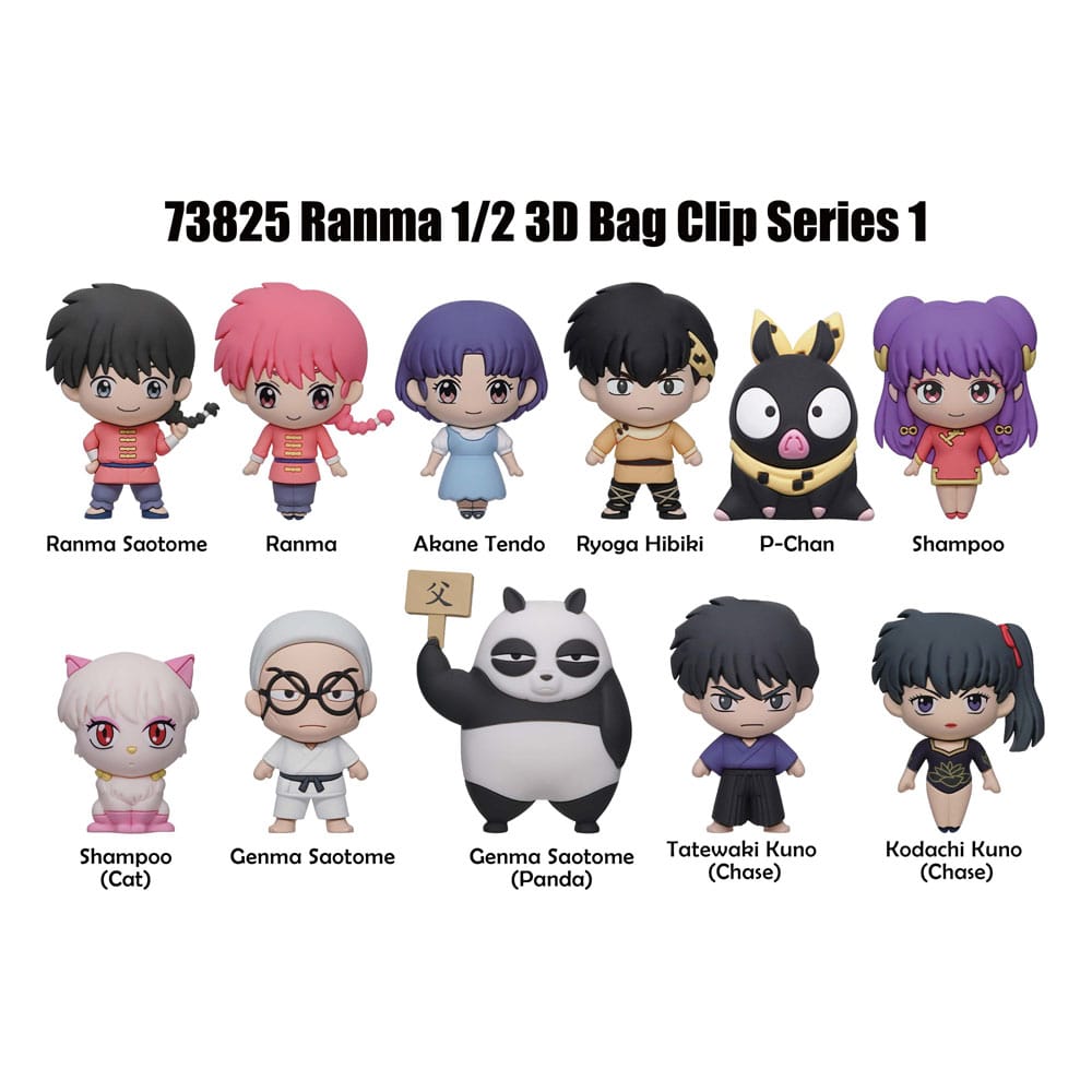 Ranma 1/2 3D PVC Bag Clips  Series 1 Display (24)