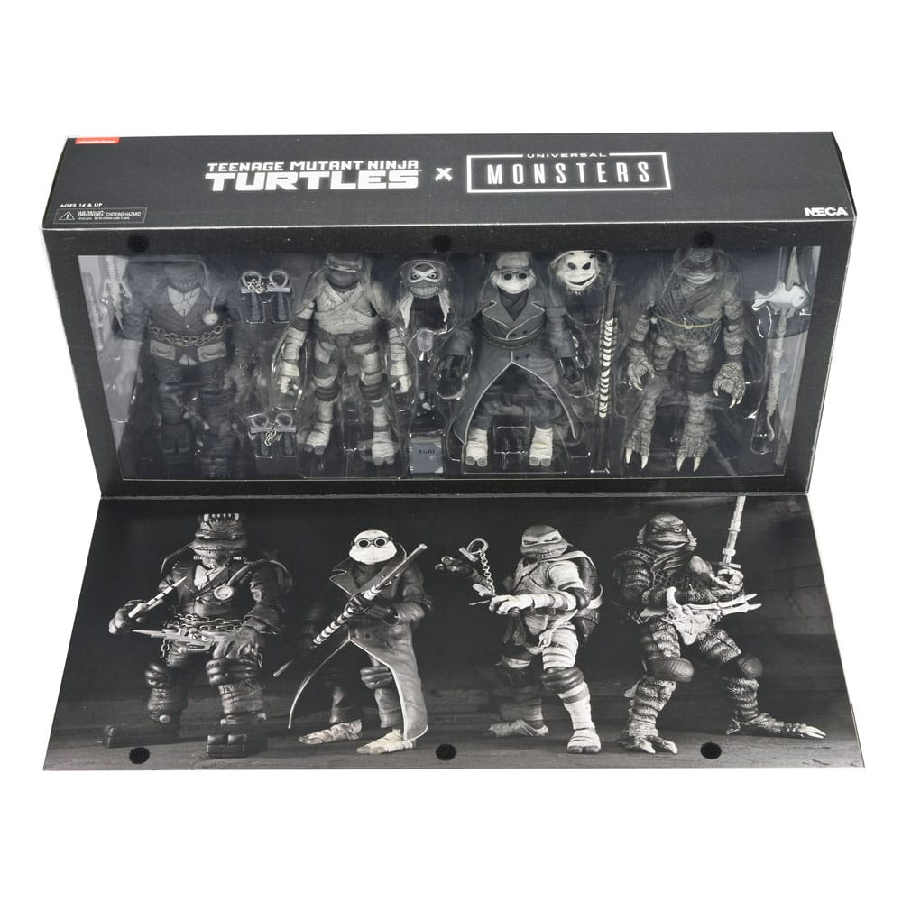 Universal Monsters x Teenage Mutant Ninja Turtles Action Figures 4-Pack Turtles Black & White 18 cm - Image 7