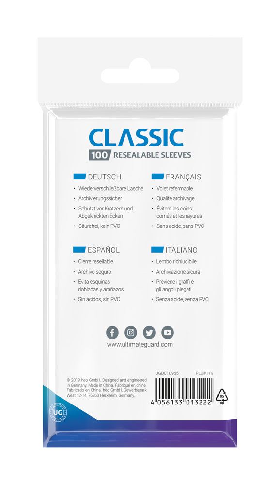 Ultimate Guard Classic Sleeves Standard Size (100) - Resealable - Image 3