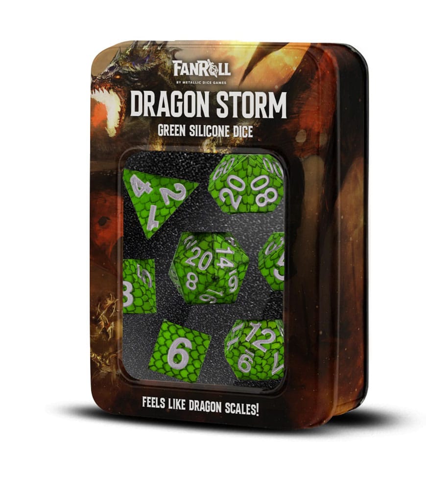 Dragon Storm Sharp Edge Silicone Dice Set Green Dragon Scales (7) - Image 2