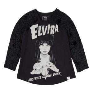 Elivira by Loungefly Tee T-Shirt Unisex Shirred Raglan Size L