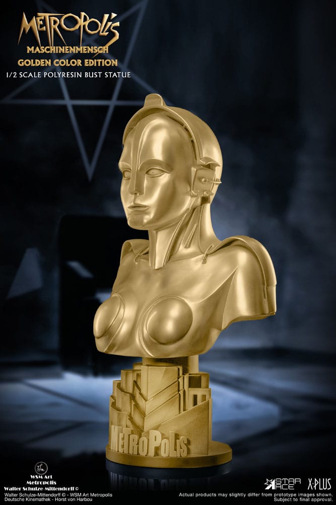 Metropolis Bust 1/2 Maria Maschinenmensch Metallic Gold Color Edition 50 cm - Image 3