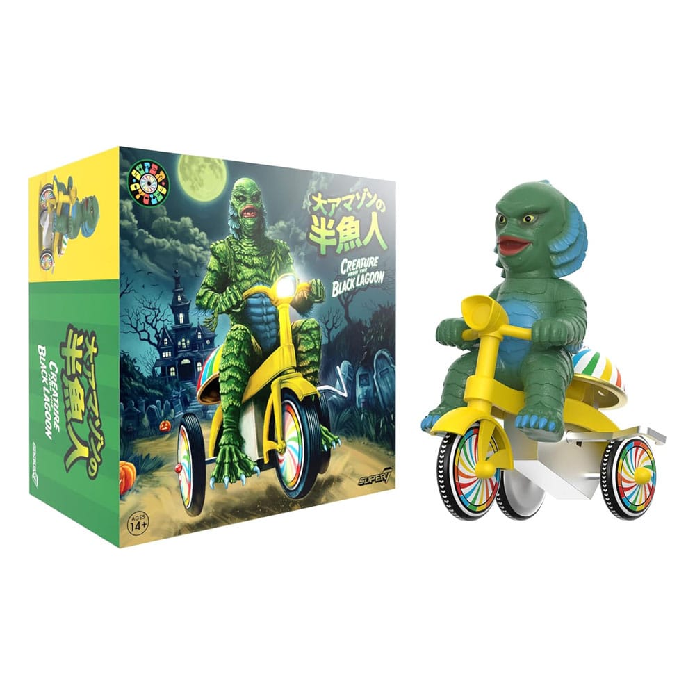Universal Monsters Super Cycles Action Figure Creature from the Black Lagoon (Dark Green with Yellow Trike) 13 cm - Image 2