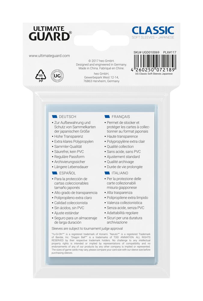 Ultimate Guard Classic Sleeves Japanese Size (100) - Image 2