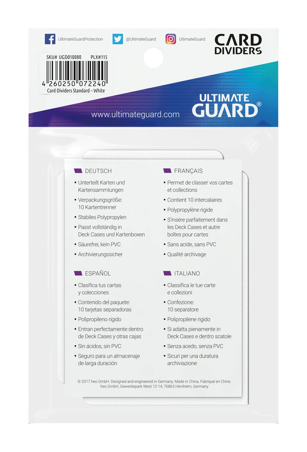 Ultimate Guard Card Dividers Standard Size (10) - White - Image 4