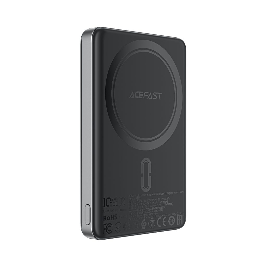 Acefast M12 PD20W ultra-thin magnetic wireless charging power bank 10000mAh,black