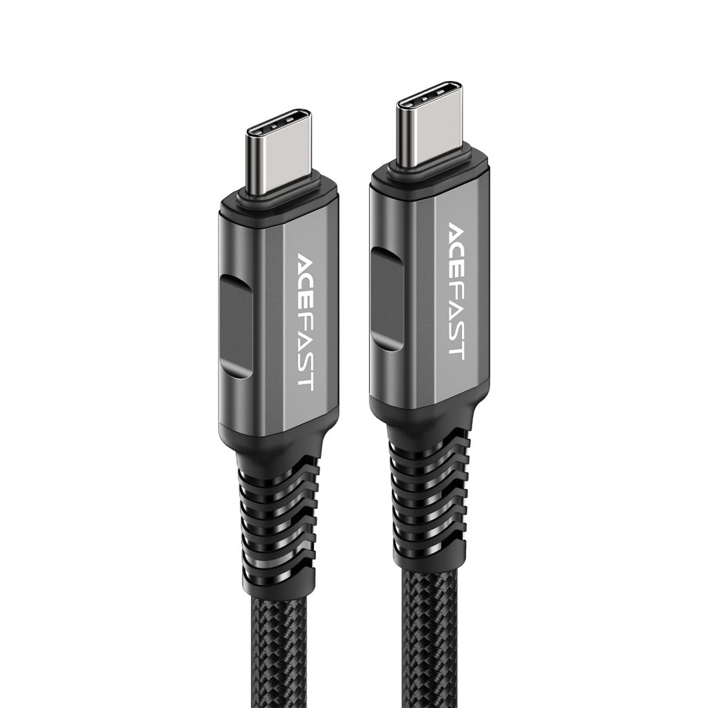 Acefast C1-09 USB-C to USB-C aluminum alloy audio/video transmission full-featured data cable,black-gray