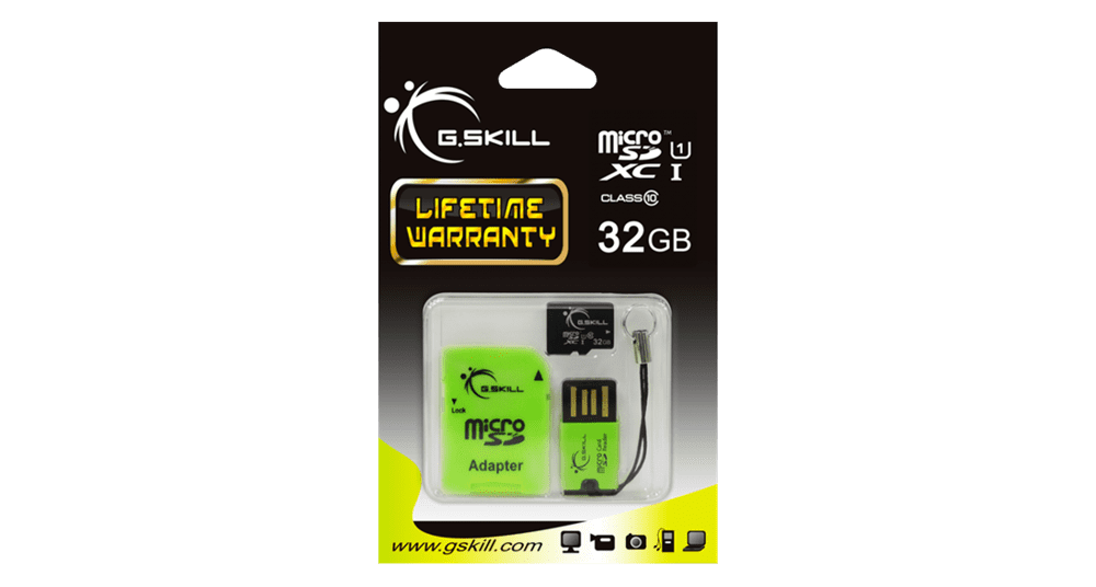 GSKILL microSDHC 32GB UHS-1 / Class 10 SD Card &amp;amp;amp;amp;amp;amp;amp;amp;amp; microSD-to-USB Adapter Included