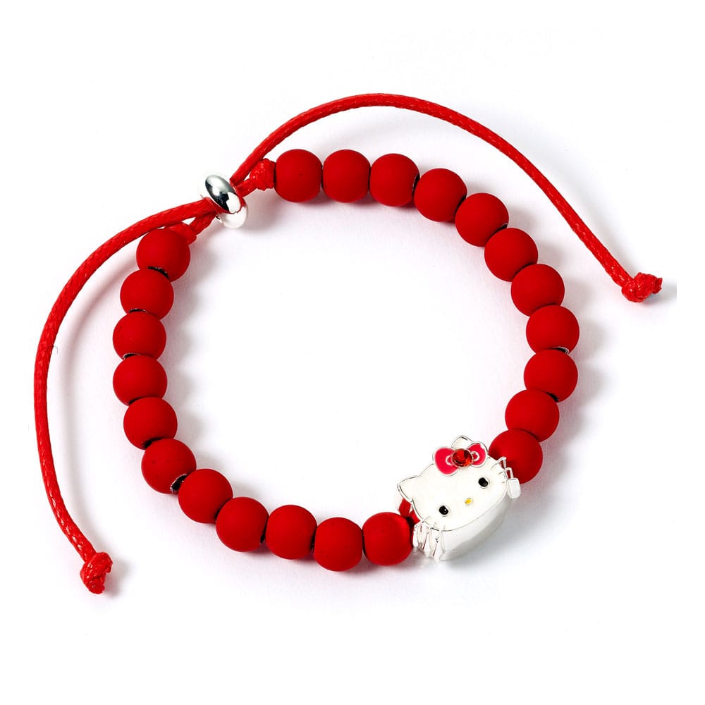 Hello Kitty Bracelet red beads with Hello Kitty Charm 21 cm