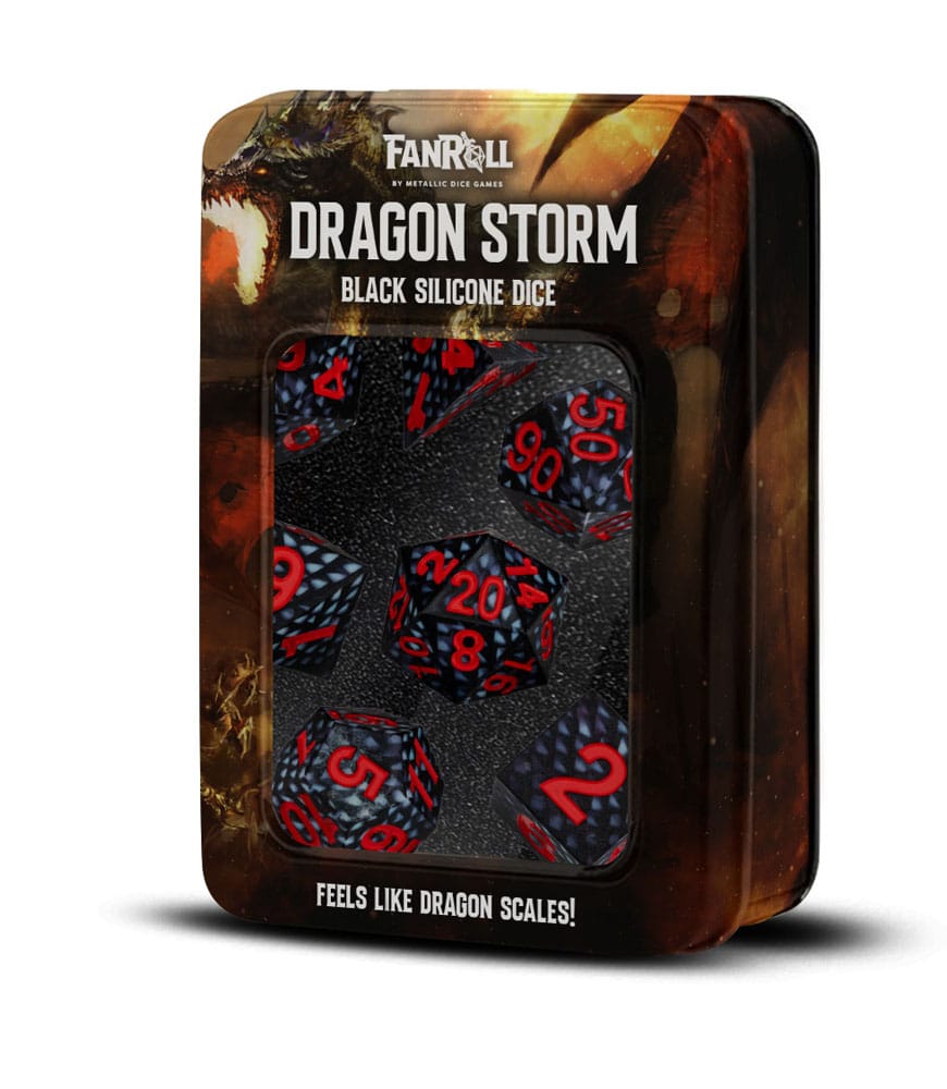 Dragon Storm Sharp Edge Silicone Dice Set Black Dragon Scales (7) - Image 2