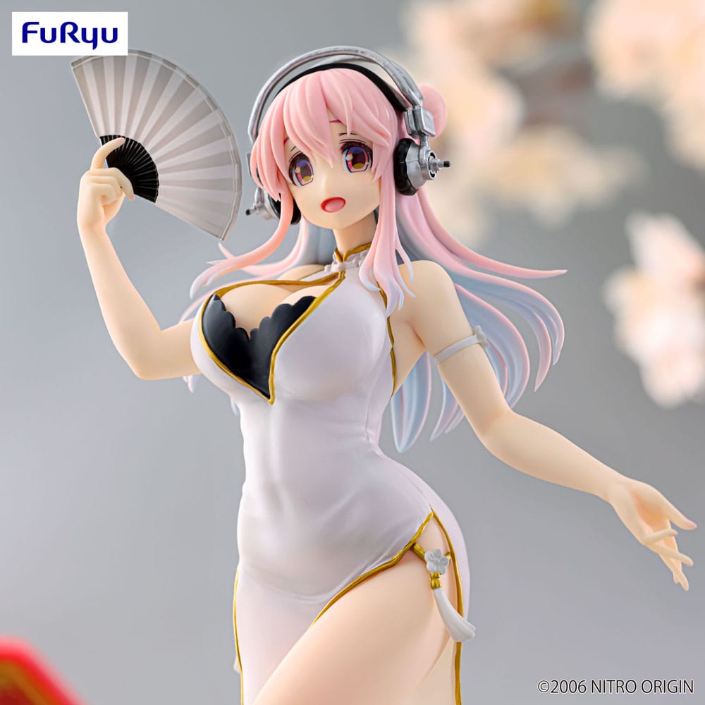 Super Sonico Trio-Try-iT PVC Statue White China Dress Ver. 21 cm - Image 4