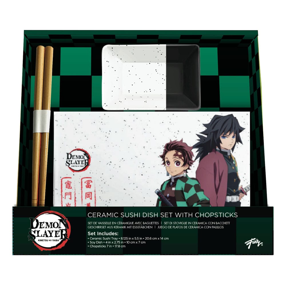 Demon Slayer Ceramic Sushi Set with Chopsticks Tanjiro & Giyu - Image 2