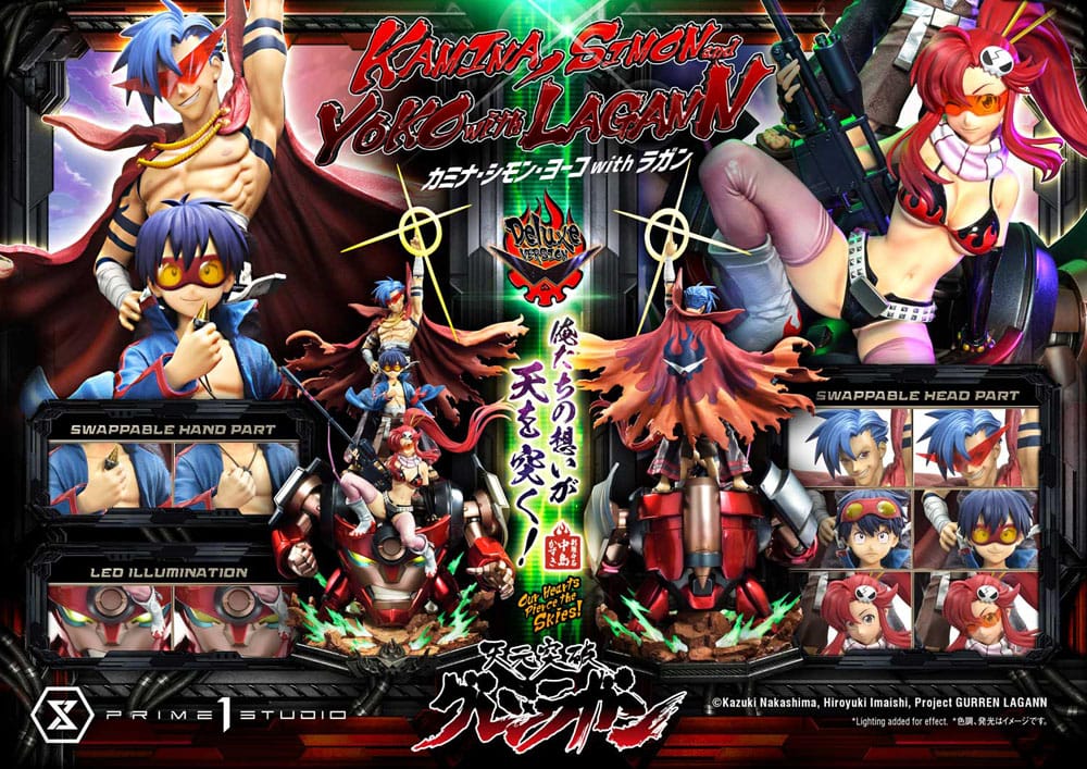 Gurren Lagann Ultimate Premium Masterline Series Statue 1/4 Kamina, Simon & Yoko with Lagann Deluxe Bonus Version 97 cm - Image 23