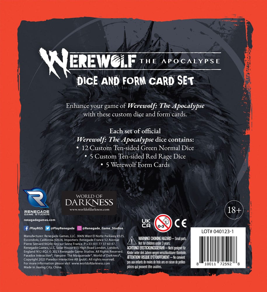 Werewolf: The Apocalypse 5th Edition RPG Dice and Form Card set - Image 2