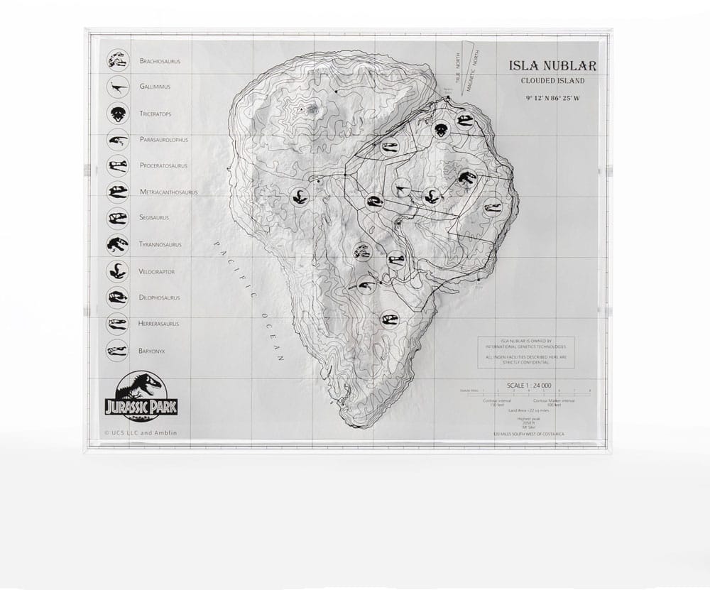 Jurassic Park Topographic Map Isla Nublar