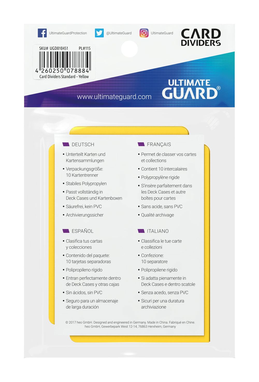 Ultimate Guard Card Dividers Standard Size (10) - Yellow - Image 4