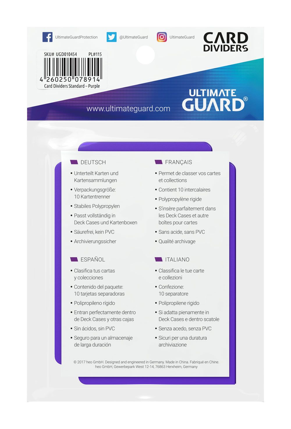 Ultimate Guard Card Dividers Standard Size (10) - Purple - Image 4