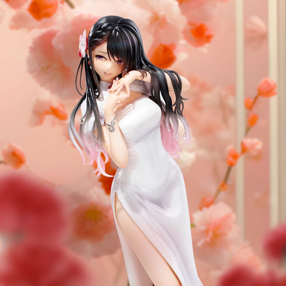 Original Illustration PVC Statue Mai Okuma illustration Healing-type white chinese dress lady 26 cm - Image 4