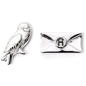 Harry Potter Hedwig and Letter silver plated stud earrings