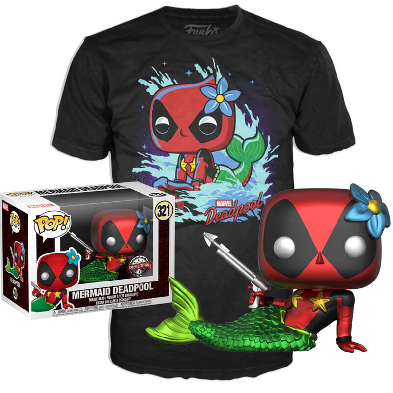 Set figure POP & Tee Marvel Deadpool Mermaid Exclusive L