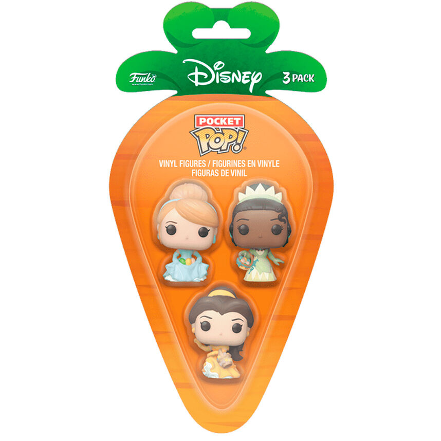 Carrot Pocket POP blister 3 figures Disney Princess Cinderella Tiana Bella easter