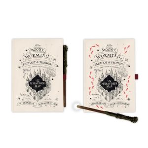 Harry Potter Marauders Map A5 premium notebook + wand pen