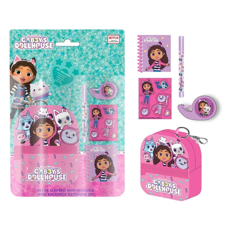 Gabbys Doll House Stationery mini backpack set