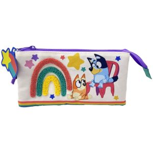 Bluey Rainbow triple pencil case