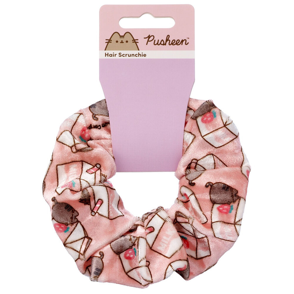 Pusheen Strawberry Milk scrunchie