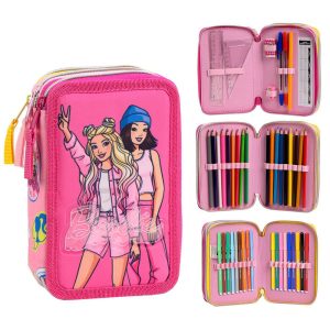 Barbie triple pencil case
