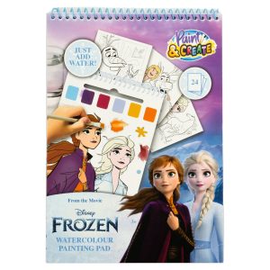 Disney Frozen Sketchbook + watercolours and paintbrush