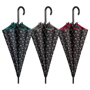 Automatic black print umbrella assorted 61cm