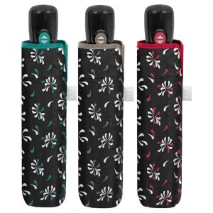 Automatic folding black print leopard umbrella assorted 54cm