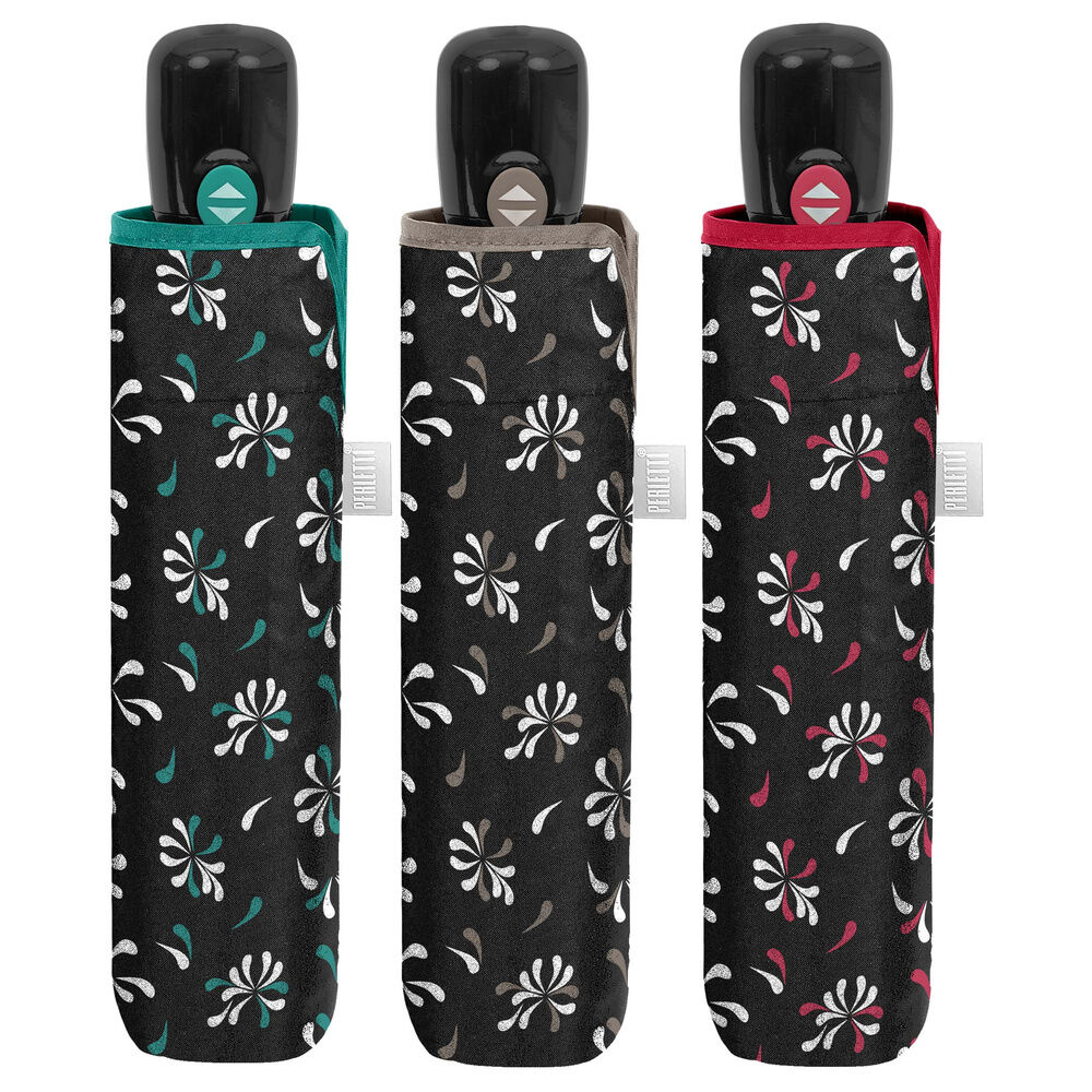 Automatic folding black print leopard umbrella assorted 54cm