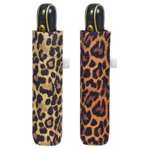 Automatic folding leopard umbrella assorted 54cm