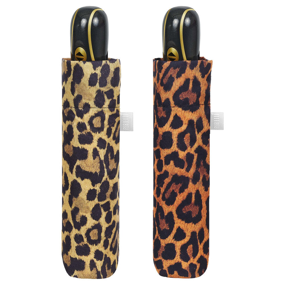 Automatic folding leopard umbrella assorted 54cm