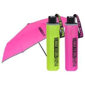 Manual folding fuchsia and green umbrella 50cm