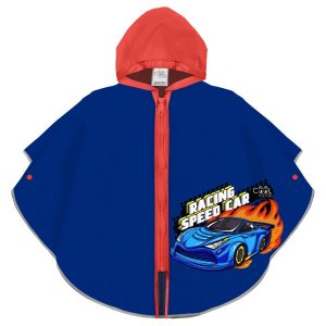 Raincoat blue racing car zip