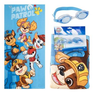 Paw Patrol towel + swimming goggles set