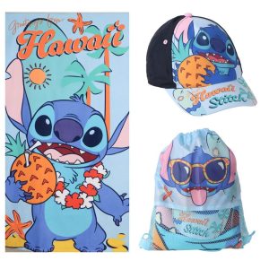 Disney Stitch towel + bag + cap set