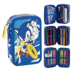 Sonic the Hedgehog triple pencil case